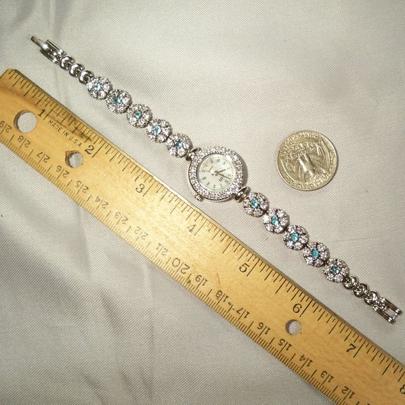NEW Alfi Blue Cubic Zirconias 925 Silver Swiss Move Watch